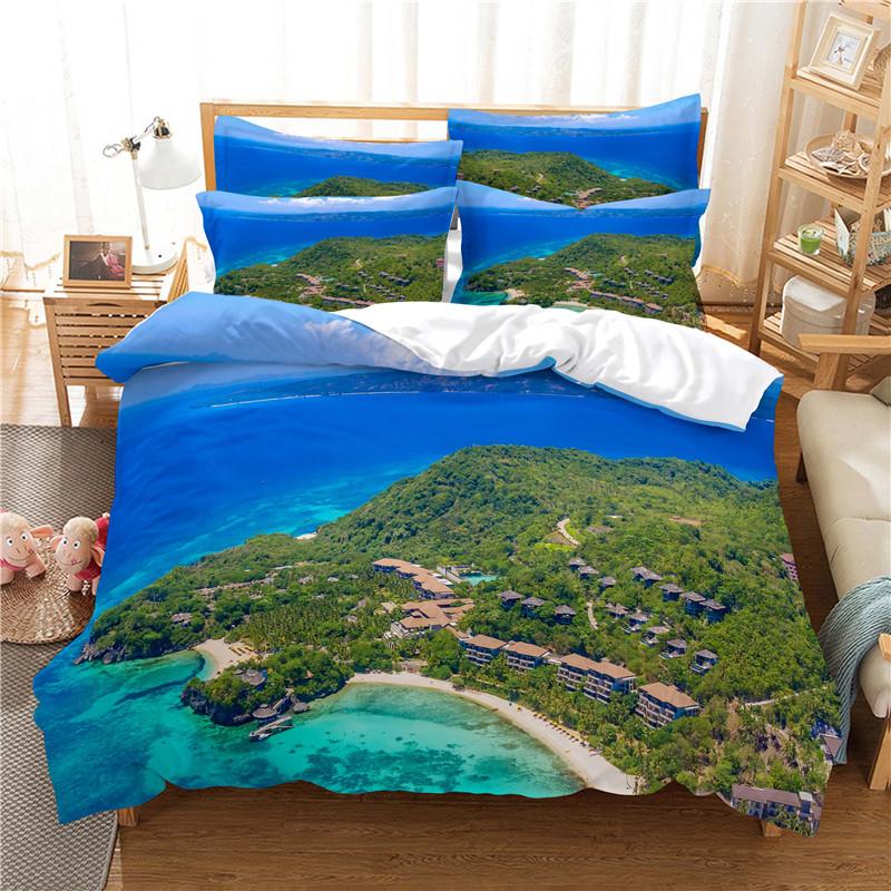 Cartoon Beach Car Duvet Cover Set 3d Digital Printing Polyester Comforter Cover King Queen Full Size for Kids Girls Bedding Set