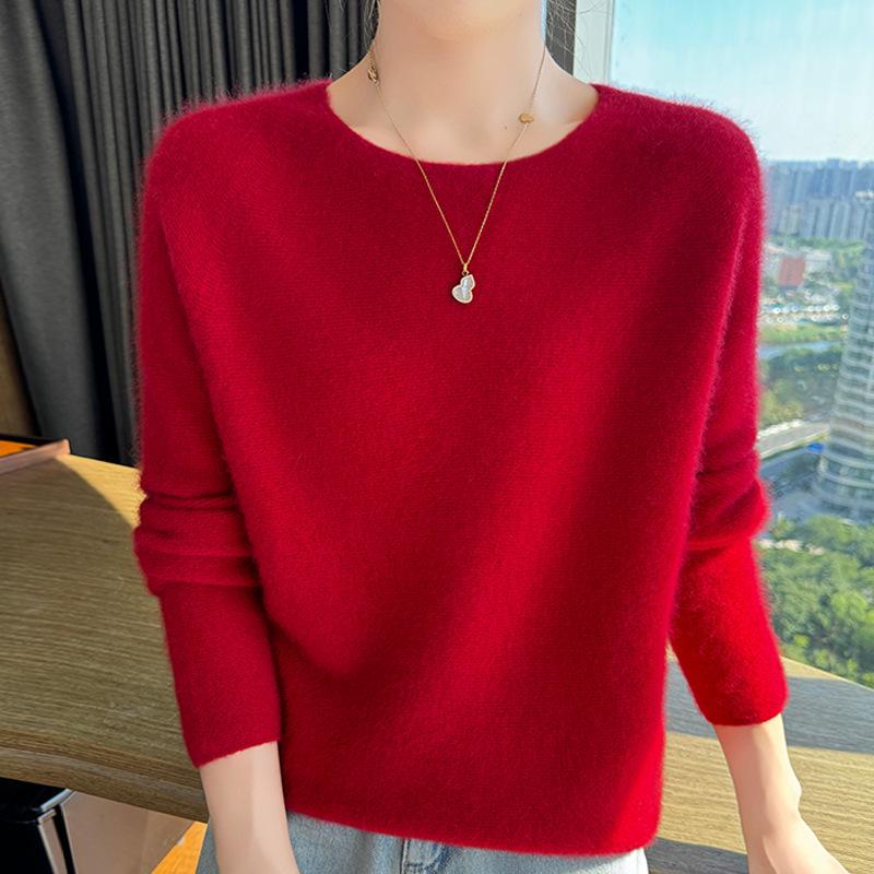 Women's 100% Wool Low-Neck Slimming Sweater - Soft, Flattering, High-End Feel for Spring/Autumn