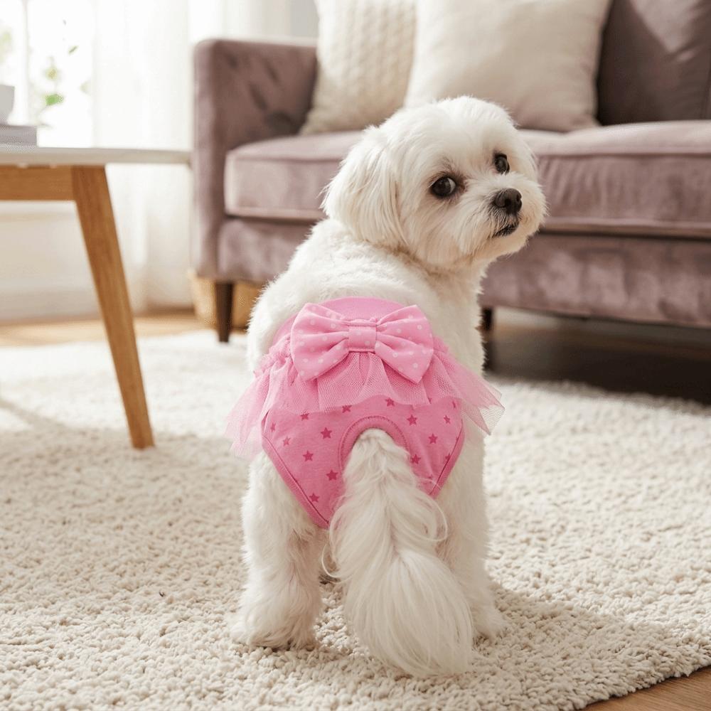 Rosa Ton Hunde Periode Unterwäsche Schleifen-Dekor Hündin Windel Niedliche Haustier Kurze Hose Kleine Rassen Hunde