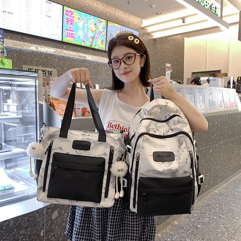 School Bag Junior High School Girls Large Capacity New Lightweight Tie-dye Girls Backpack Campus Commuter High School Student Backpack