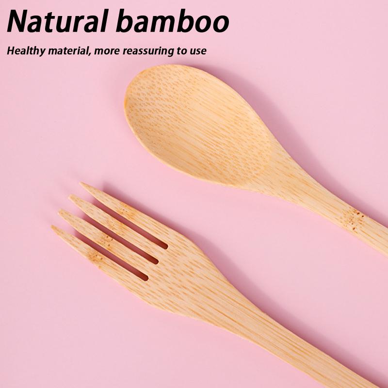 Wooden Spoons And Chopsticks Bamboo Cutlery Set Bamboo Knife Fork And Spoon Student Cutlery, Outdoor Wooden Portable Set