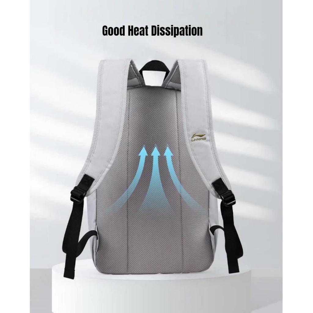 Li-Ning Travel Backpack, Large Capacity, Sport Bag, Hiking Backpack, Gray, 24L