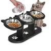 Ciotole per Gatti Rialzate Ciotole per Cibo per Gatti, Cuccioli Cani Piccoli, Supporto Rialzato per Ciotole per Cani Ciotola Alimentatore Regolabile Supporto per Ciotole Acqua Cibo per Cani Gatti con 3 Ciotole in Acciaio Inossidabile