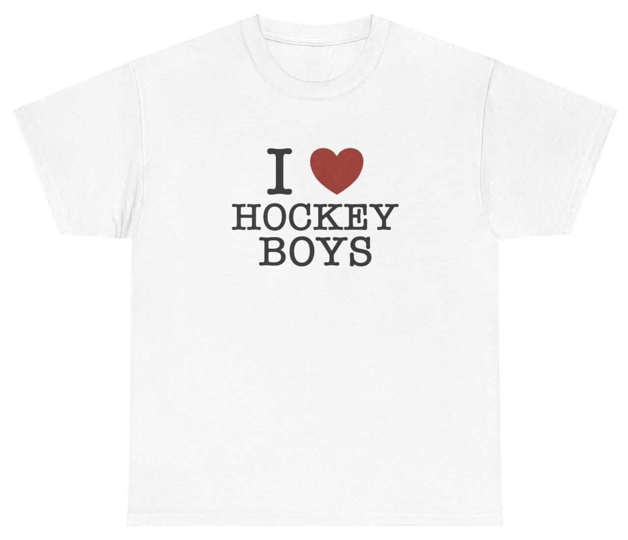 

I Love / Heart Hockey Boys T Shirt Silly Y2K Clothes Gen Z Players Grunge Tee 3XL