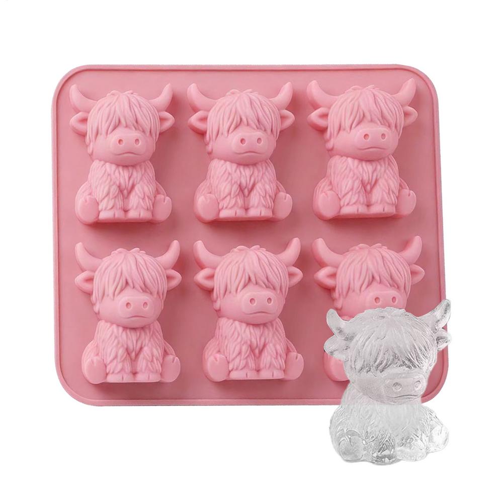 

Highland Cattle IceCube Trays Reusable 6 Cavity Silicone Ice Mold for Whiskey & Cocktails, Easy Release Ice Cubes Mold for Party червоний