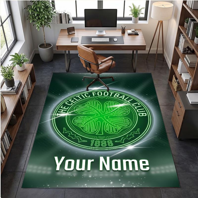 Crystal Velvet Rug Celtic FC Print Custom Name Text Floor Mat Home Decor