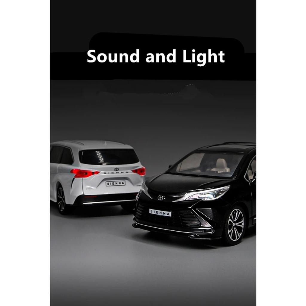 1/24 TOYOTA Sienna MPV Alloy Car Model Diecast Metal Vehicles Car Model High Simulation Sound and Light Collection Kids Toy Gift