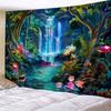 Tropical Rainforest Landscape Tapestry, Waterfall Jungle Printed Mural, Natural Landscape Living Room and Bedroom Decoration