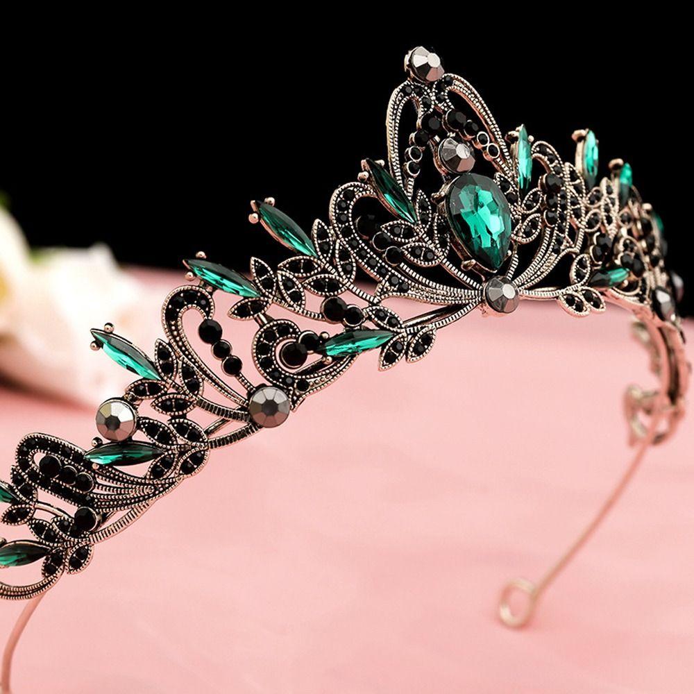 Zinc Zinc Alloy Queen Rhinestone Baroque Women Hair Accessories Tiara Bride Crown Korean Style Headband