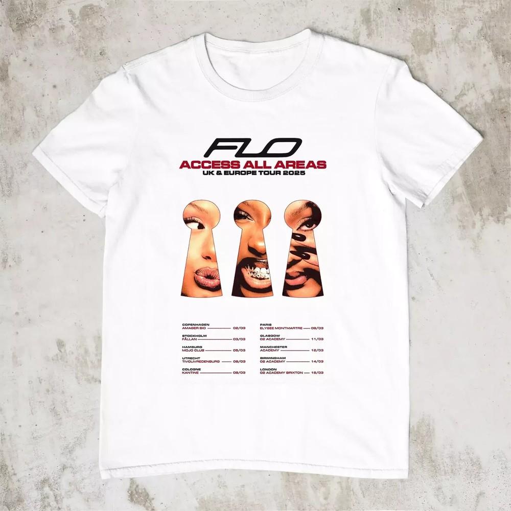 NEW HOT FLO Band Tour 2025 Short Sleeve White All Size T-Shirt Unisex T-Shirt
