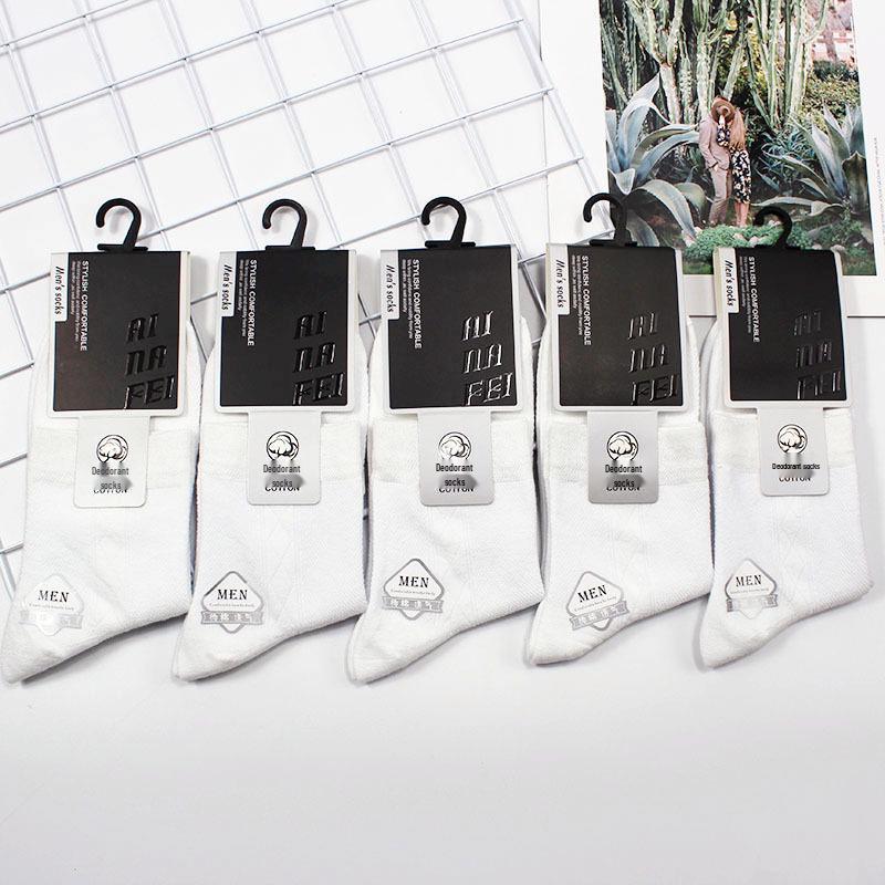 Chaussettes d'affaires en coton respirant pour hommes - Absorbantes la transpiration, déodorantes, antibactériennes, longueur mi-mollet pour le printemps et l'été