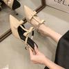2025 spring new pointed head thin heel high heel temperament thin French fashion sexy beautiful bag head half drag women's shoes