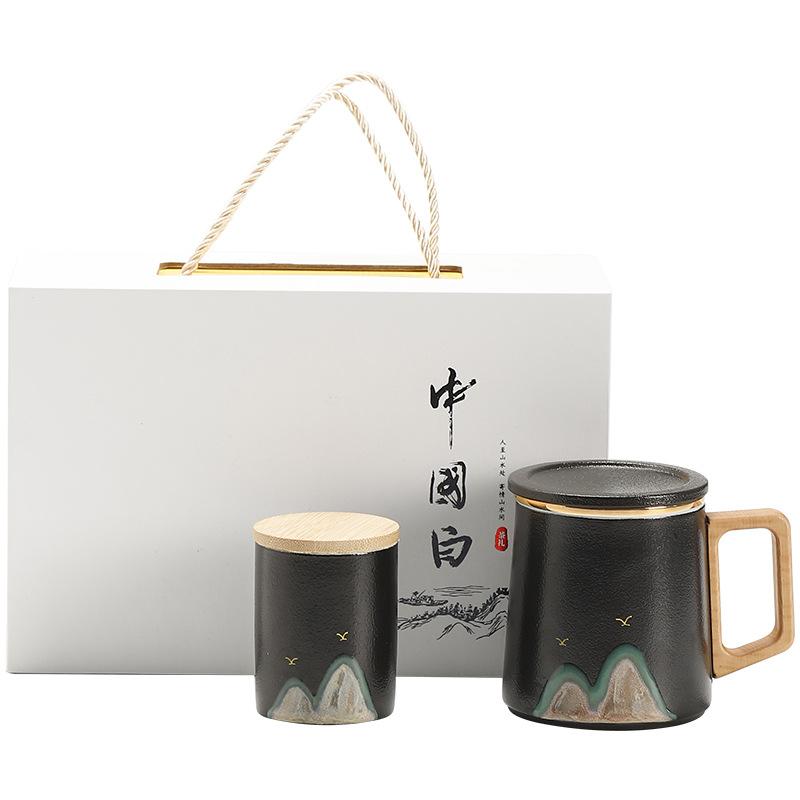 Guochao Jiangshan Ceramic Tea Separation Tea Cup Personal Office Tea Ceremony Cup High-End Gift Box Water Cup