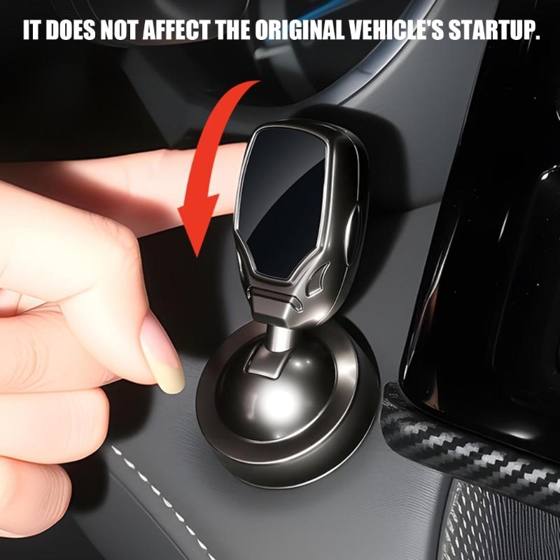 Couvercle de bouton de démarrage par poussée de voiture en métal Améliorations intérieures de voiture Capuchon de décoration de bouton de démarrage de volant chrome haute brillance