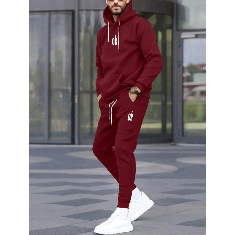 Herbst Winter Zweiteiliges Set für Männer Kordelzug Damen Trainingsanzug mit Kapuze Qualität Bequemer Casual Pullover Mode Täglich