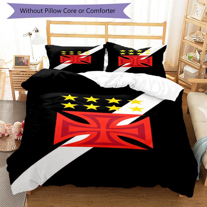Vasco Football Club Printed Pattern Duvet Cover Set – Includes 1 Duvet Cover and 2 Matching Pillowcases Bedroom Decor Christmas Gifts