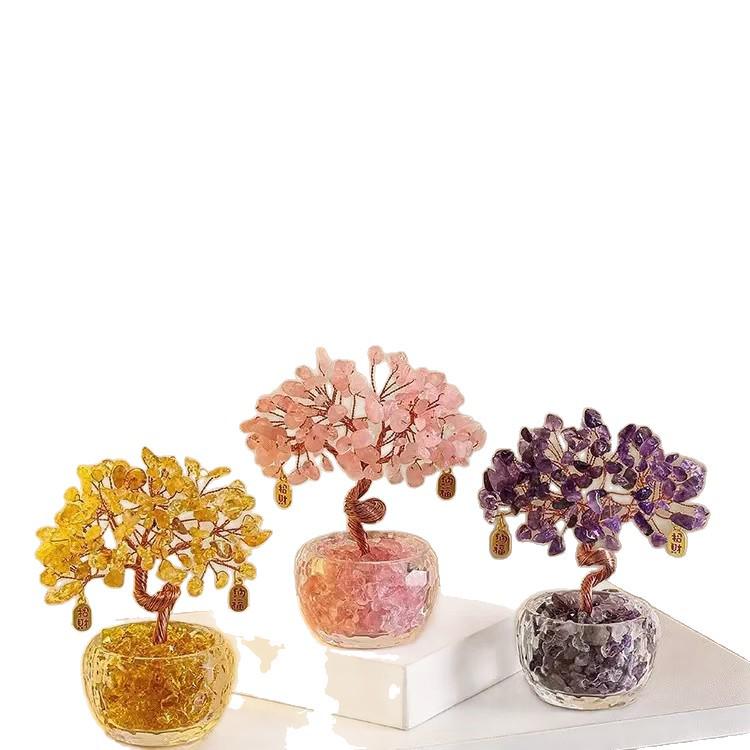 Citrin und Amethyst Reichtumsbaum Feng Shui Schreibtischornament