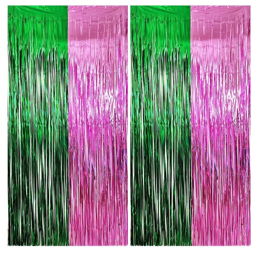 Color-Block Tinsel Curtain 1x2m - Festive Background for Christmas, Halloween, and Birthdays