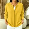 Women's Knit Full Zip Jacket Color Round Neck Loose Fit Casual Outerwear