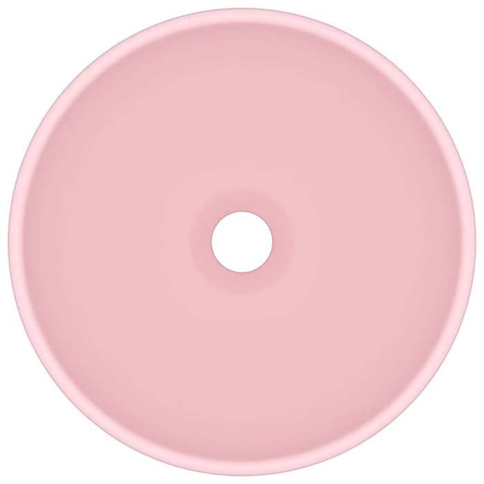 VidaXL Lavabo Rond de Luxe de Salle de Bain Vasque à Poser de Toilette Lave-mains Salle Cosmétique Intérieur Rose Mat 146966