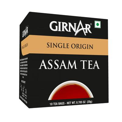 Girnar Assam Tea Single Origin Black Tea Bags With Rich Aroma Natural Taste Individually Foil Wrapped 10 Count