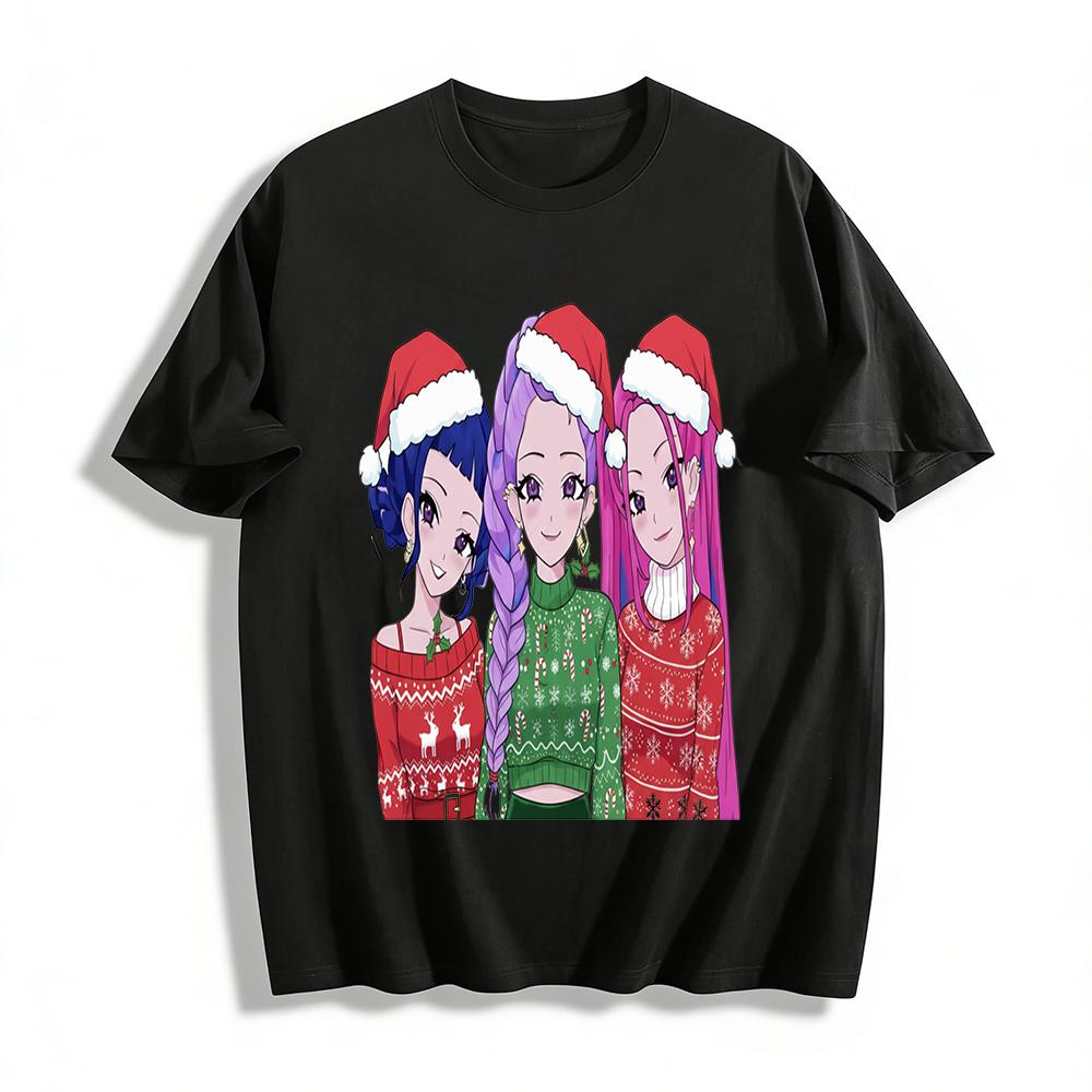 

Christmas Limited Anime Girl Print Top Festive Vibe Loose Casual Crewneck Sweatshirt Pure cotton T-shirt XXS