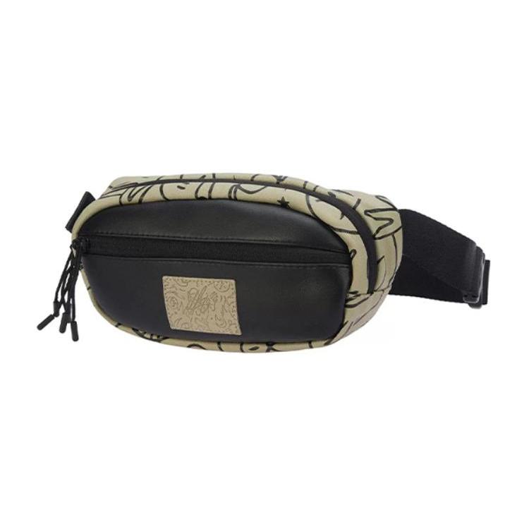 New LiNing Wade Artist DFT Collaboration Fabric Shoulder Bag Crossbody Bag Fanny Pack Regular Unisex Khaki ABDR550-2