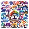 50 Luminous Tree Stickers: Vibrant Dreamy Tree Designs for Journals and Water Bottles