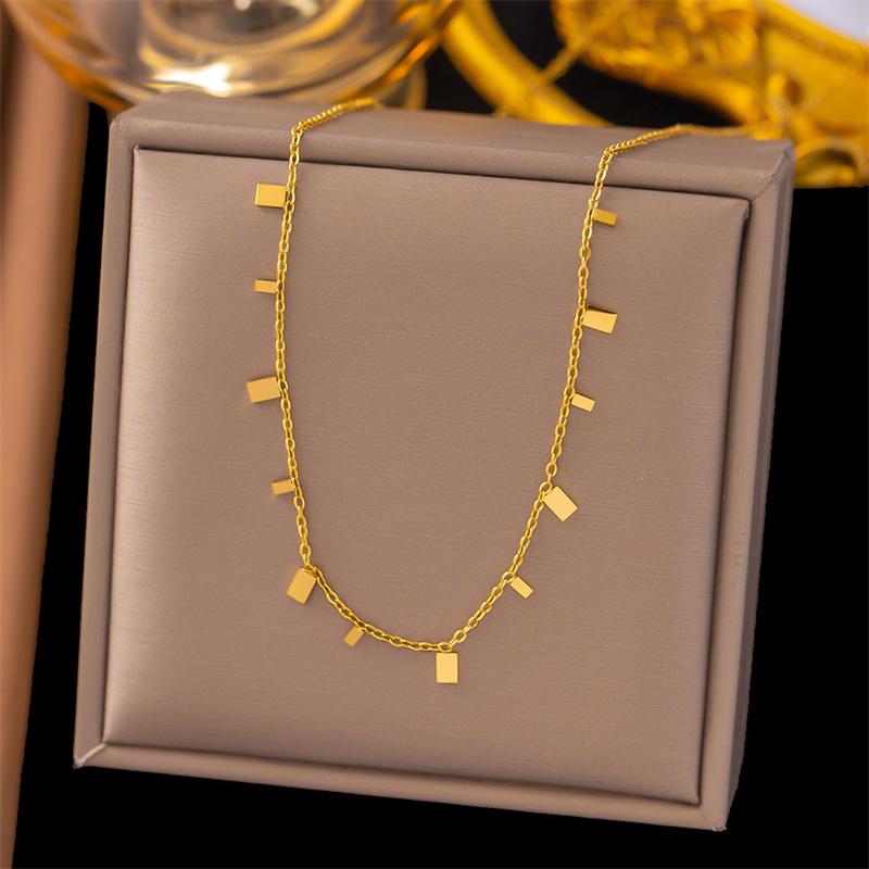 Stainless Steel Simple Fashion Waterdrop Pendant Necklace for Women Trendy Waterproff Chain Neck Party Jewelry Gifts
