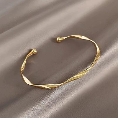 Elegant Open C Shape Metal Bracelets Bangles For Women Men Accessories Wave Simple Wrist Jewelry Exquisite Cuff Girl Bangle Gift