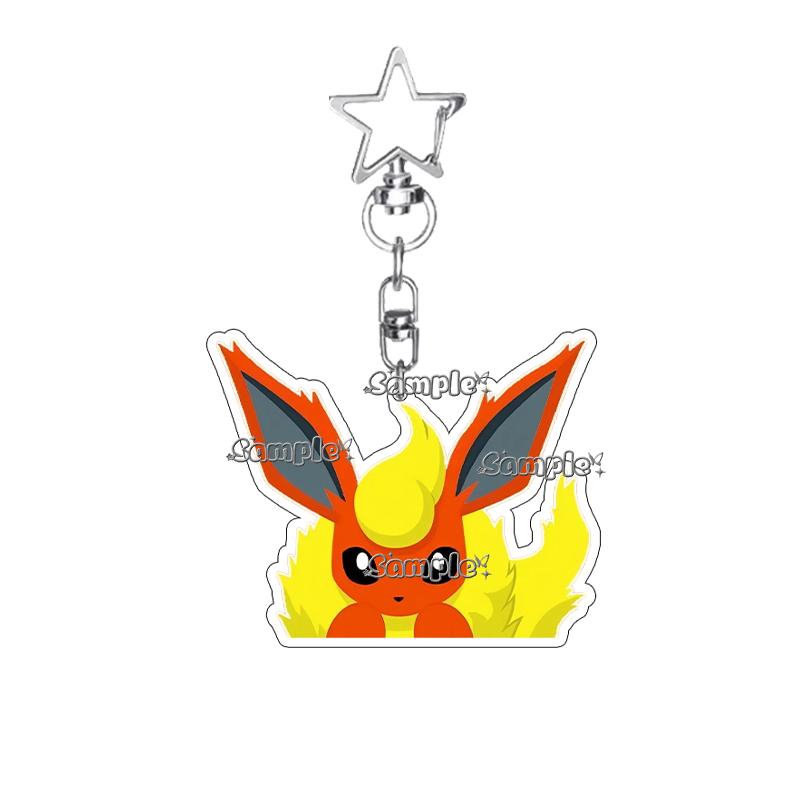 Kawaii Eevee Vaporeon Flareon Q Version Anime Characters Acrylic Keychain Umbreon Cartoon Ornaments Backpack Charm Accessories