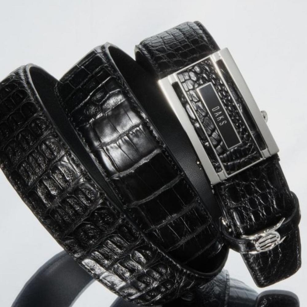 Daks Автоматический ремень из кожи черного каймана Dbbe3e703 Single option