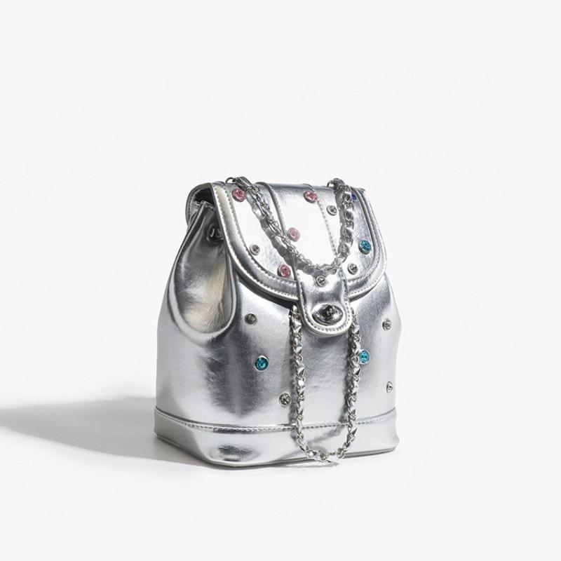 Dual Shoulder Bag, Fashionable Student Backpack, Small Chic Style Chain Bag, Bucket Bag for Women