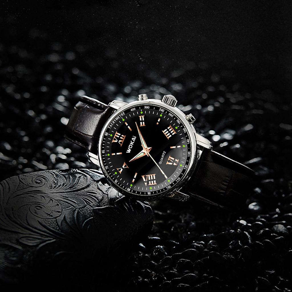Business Quartz Sports Mens Watch PU Leather Strap Analog Digital Display Date Function Business Sport Watch