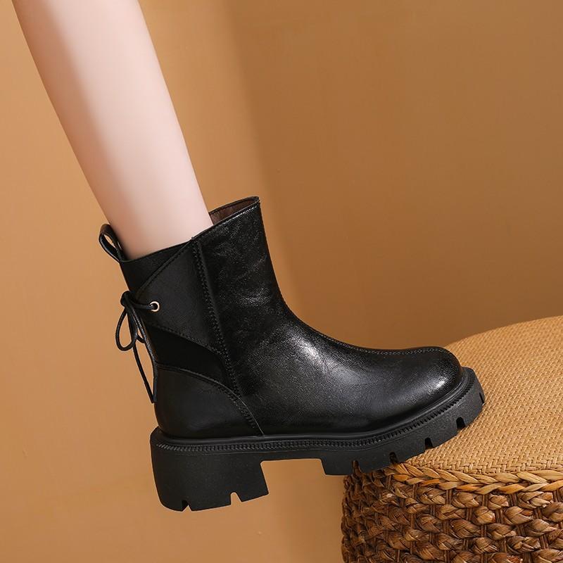 Brown Martin boots women's 2025 new autumn platform heightening versatile short boots popular fashion Chelsea boots women