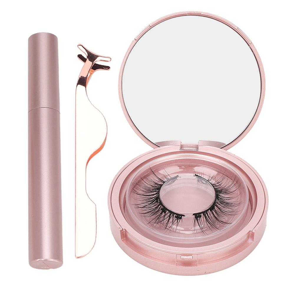 Round Tube Magnetic Liquid Natural False Eyelashes Lashes Tweezers Kit Cosmetic 001#
