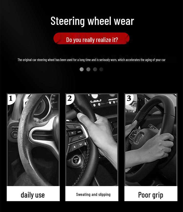 Genuine Leather Suede Carbon Fiber Steering Wheel Cover for Hongqi H5/H9/EQM5/H7/EHS9