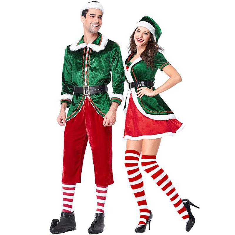 Vibrant Xmas Party Fancy Dress With Soft Touch Velvet Santa's Helper Costume