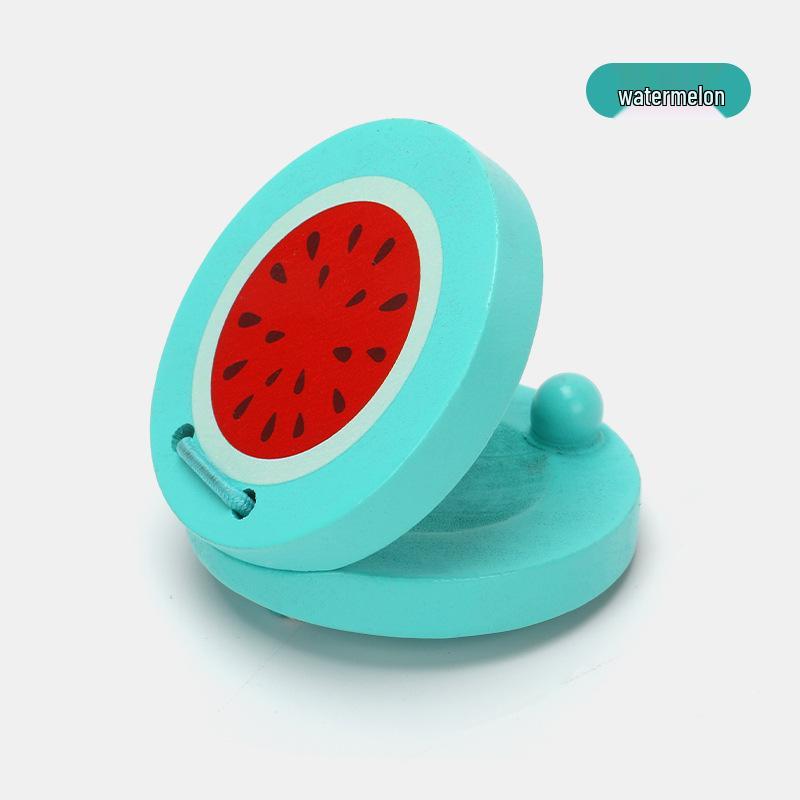 

Буковые деревянные трещотки с мультяшным фруктовым узором - милая развивающая игрушка для детей