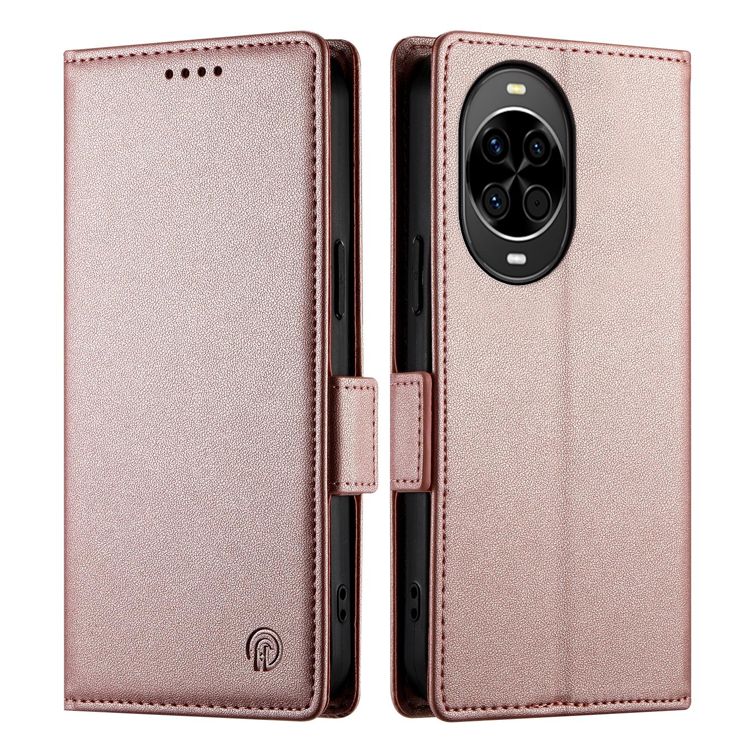 

For Huawei nova 14 5G Stand Case PU Leather Wallet Phone Cover Rose Gold