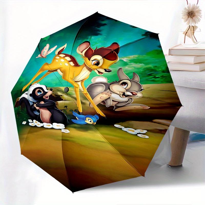 Bambi, Thumper Automatic Opening and Closing Umbrella - 8 Ribs Portable Folding Umbrella with Plastic Handle, Suitable for Leisure and Hallo
