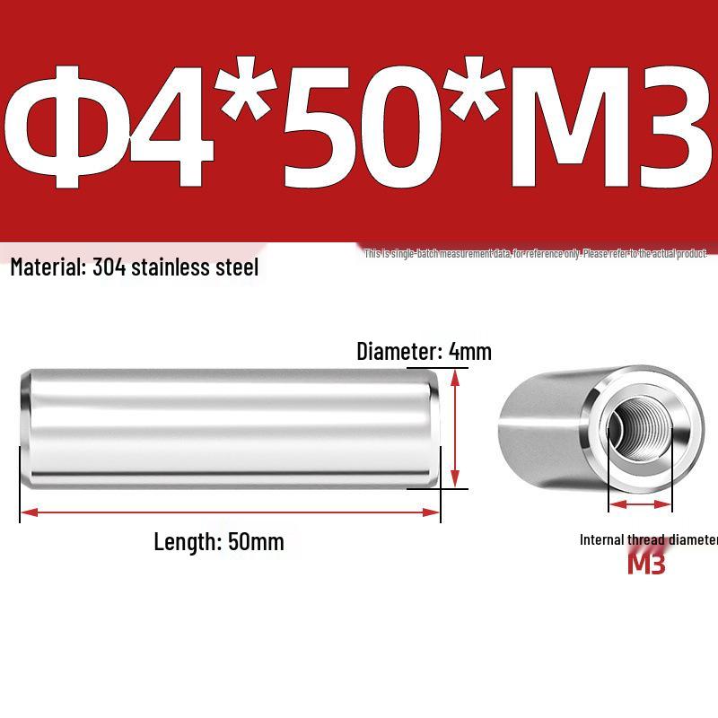 Pin Cilindric din Oțel Inoxidabil 304 cu Filet Interior M4/M6/M8 și Orificiu - Coloană de Suport și Ghidare