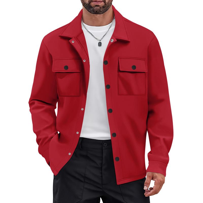 American Style Heavyweight Retro Workwear Jacket - Long Sleeve, Plus Velvet, Warm, Casual, Loose Fit