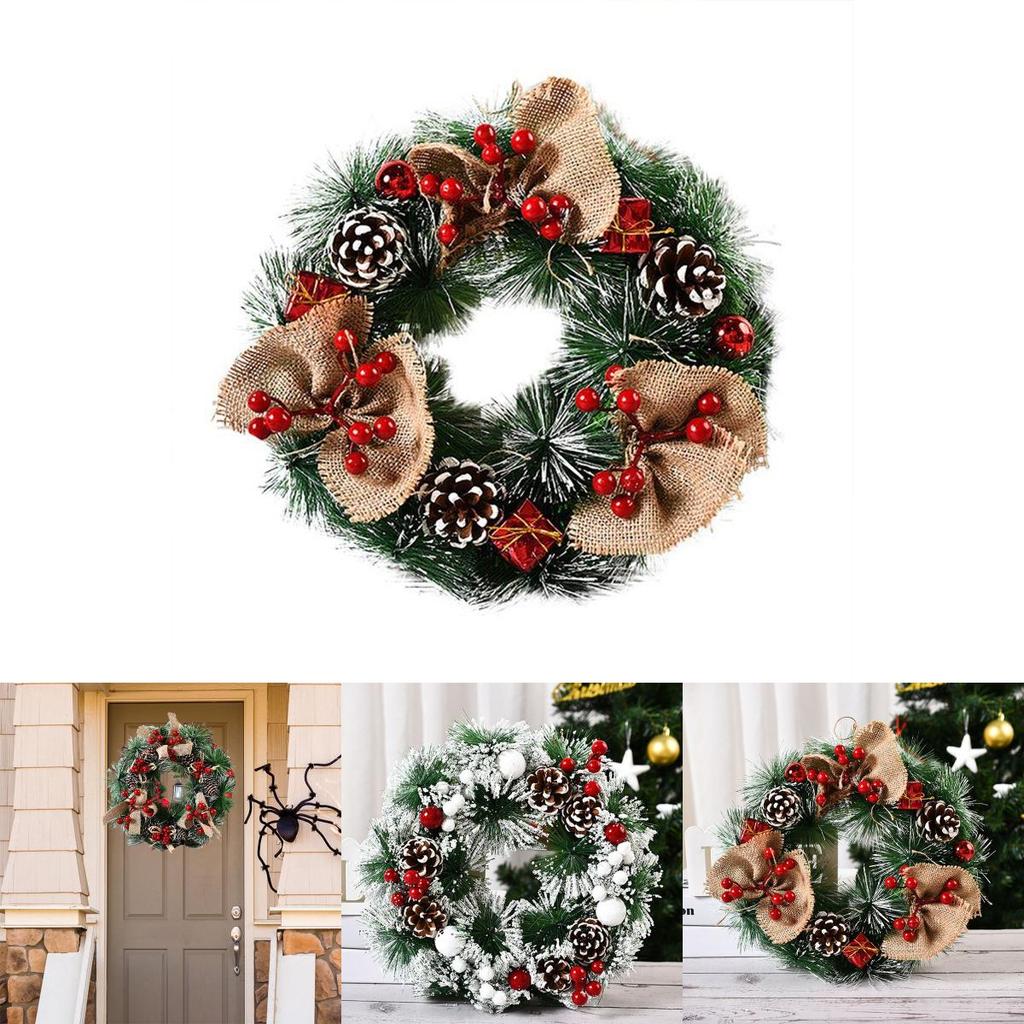 Exquisite Holiday Decor Christmas Wreath Adorned With Pine Cones And Vibrant Red Berries