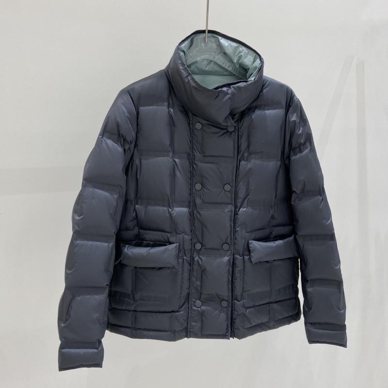 Down Jacket Women's Winter, New Style Double-sided Wear Fashionable White Duck Down Temperament Short Stand-up Collar Jacket Tide