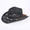 Popular European and American Classic Hollow Western Cowboy Hat Men's and Women's Fashion Vacation Breathable Sunshade Straw Hat