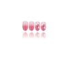 24 Pcs Simple Artificial Nail Short Round Full Cover False Nail Glittering Stick on Nail Peach Blossoms Press On Nail