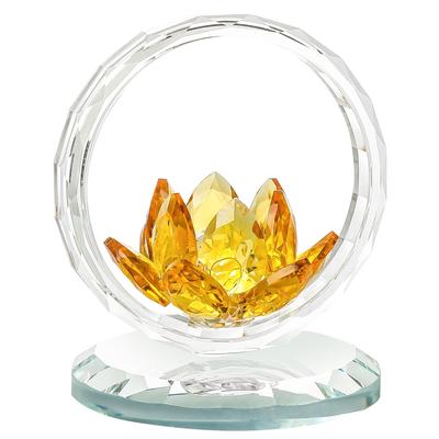 Kertari Gift for K9 Crystal Lotus Never Artificial Lotus Flower for Buddhist Luxury Glass Good Luck Wedding Retirement Day 77th Birthday Stylish