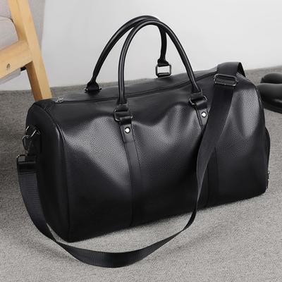 Shoulder Bag Great Load Bearing Firm Stitching Dry Wet Separation Smooth Faux Leather Large Capacity Solid Color Unisex Business Trip Package Bag