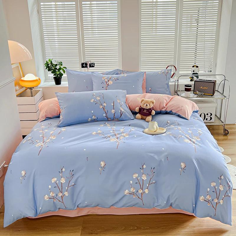 Chic Botanical Duvet Cover Garden Floral Bedding Set 4 Pieces Leaves Duvet Covers Set For Girls Women Farmhouse Comforter Cover